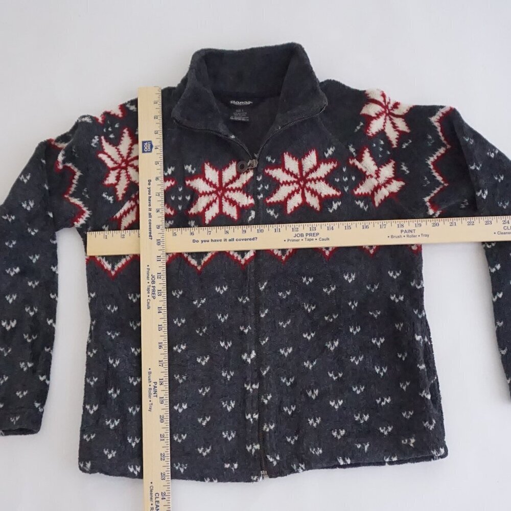 Barrage Collection Gray Nordic Snowflake Zip Jacket Winter Fair Isle Cabincore L - Picture 3 of 11